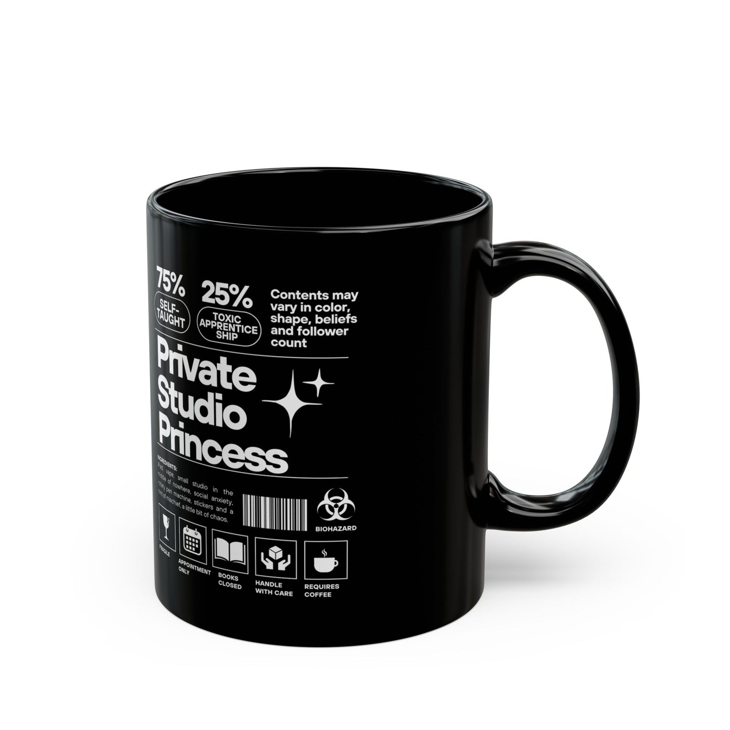 Artistic Black Mug - 'Private Studio Princess' | Perfect Gift for Tattoo Artists