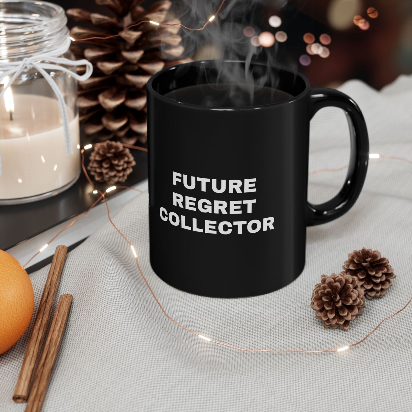 Funny Black Mug - 'Future Regret Collector' | Perfect Gift for Tattoo Lovers