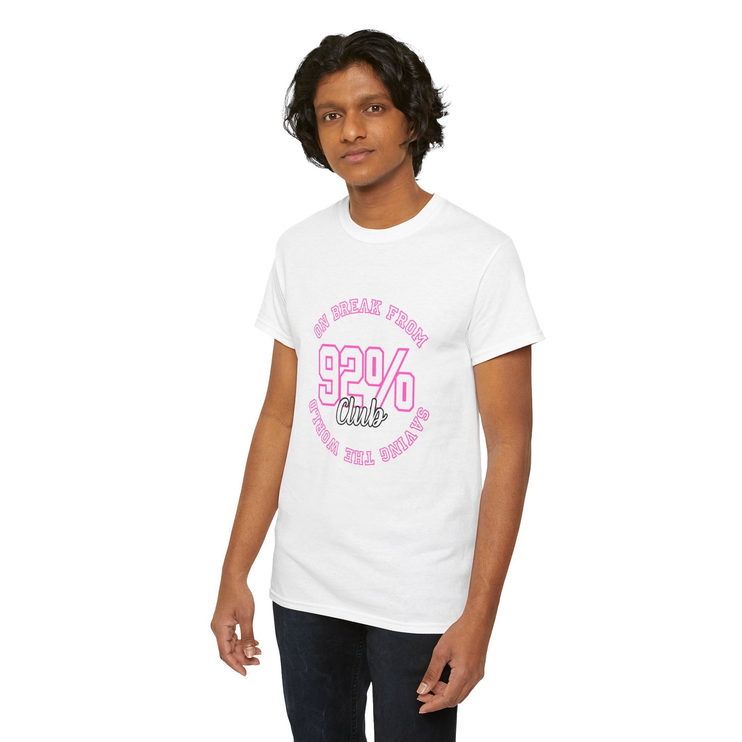 On break from saving the world Unisex Heavy Cotton Tee - 92% Club