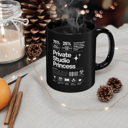 Artistic Black Mug - 'Private Studio Princess' | Perfect Gift for Tattoo Artists