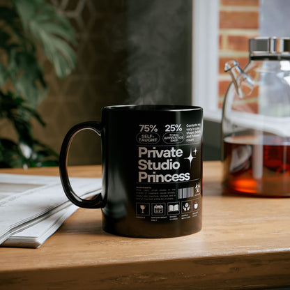 Artistic Black Mug - 'Private Studio Princess' | Perfect Gift for Tattoo Artists